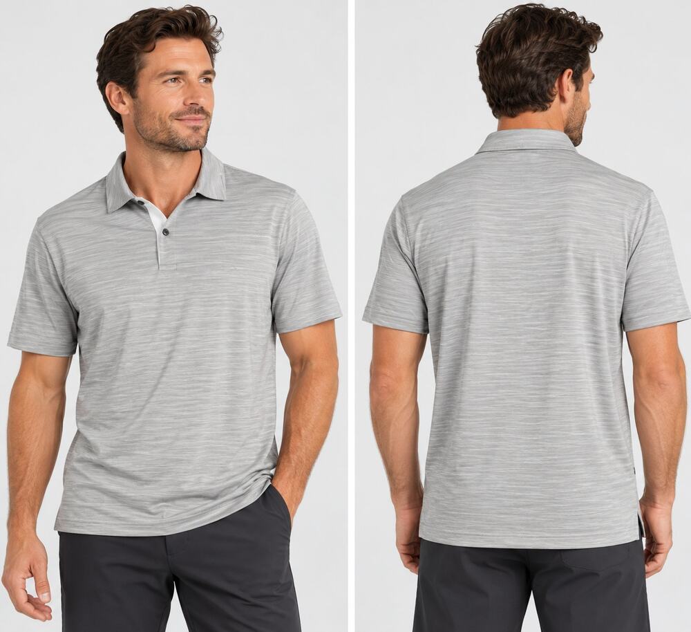Oakley Mens M Gray Heather Hydrolix Performance Golf Polo Shirt Regular Fit
